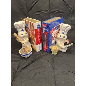 Vintage Danbury Mint Pillsbury Doughboy Cookbook Bookends Set